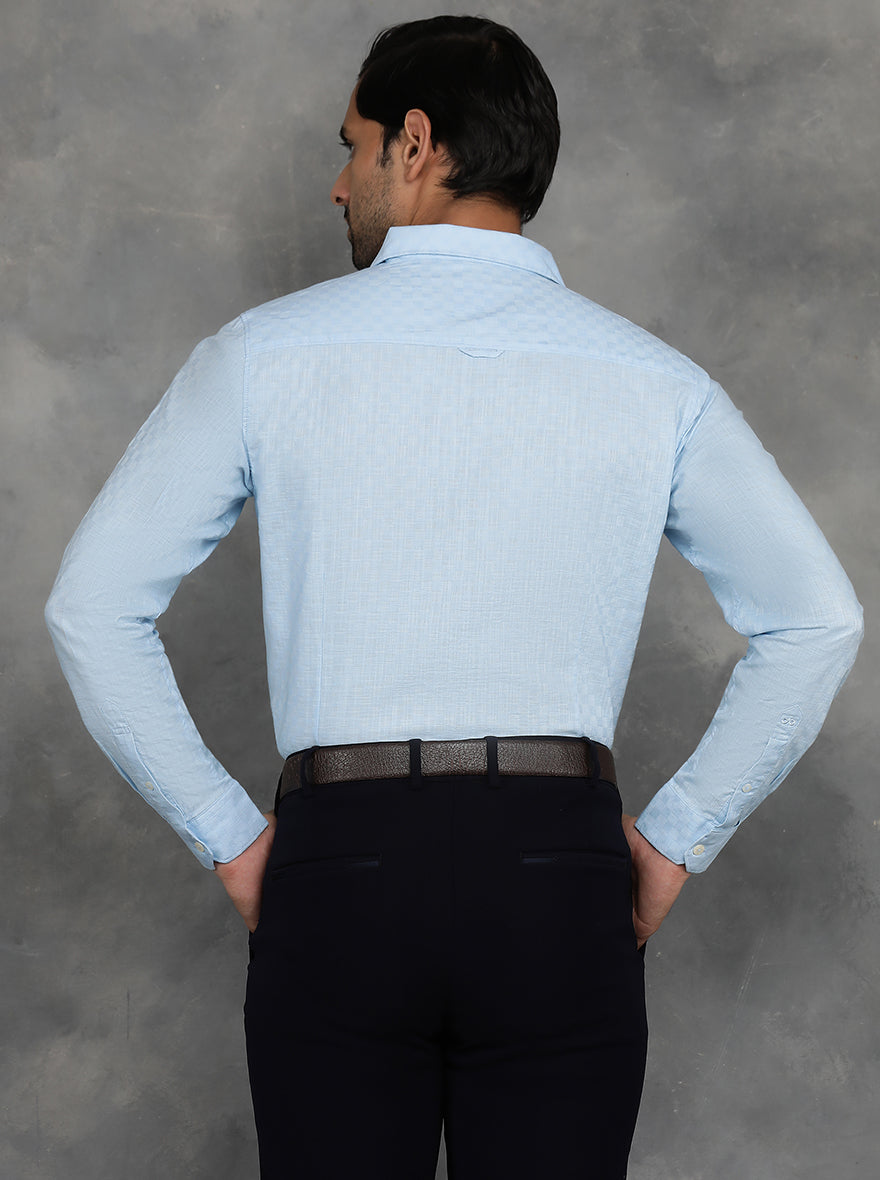 Light Blue Solid Slim Fit Casual Shirt | JadeBlue