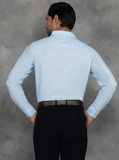 Light Blue Solid Slim Fit Casual Shirt | JadeBlue