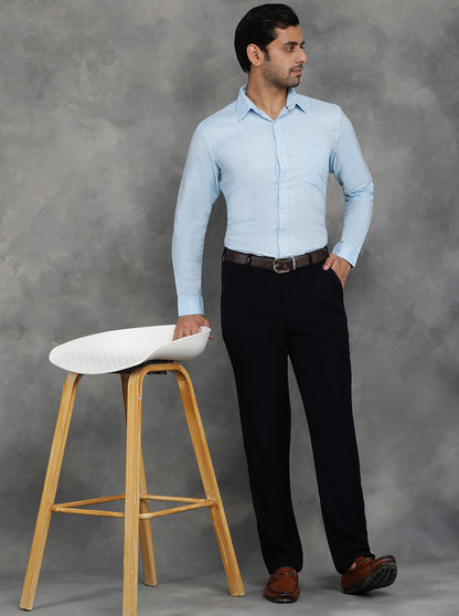 Light Blue Solid Slim Fit Casual Shirt | JadeBlue