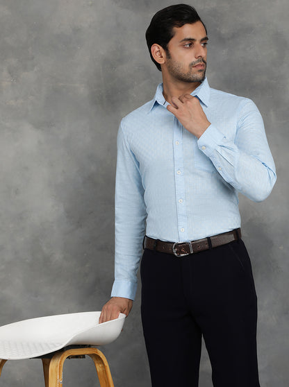Light Blue Solid Slim Fit Casual Shirt | JadeBlue