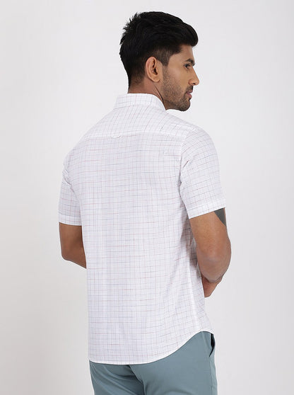White Checked Slim Fit Casual Shirt | JadeBlue