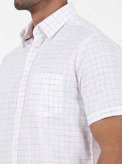 White Checked Slim Fit Casual Shirt | JadeBlue