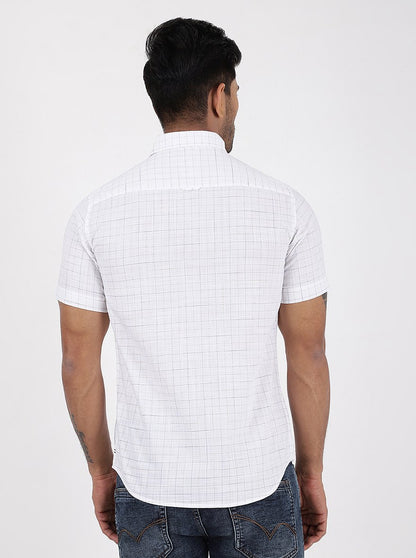 White Checked Slim Fit Casual Shirt | JadeBlue
