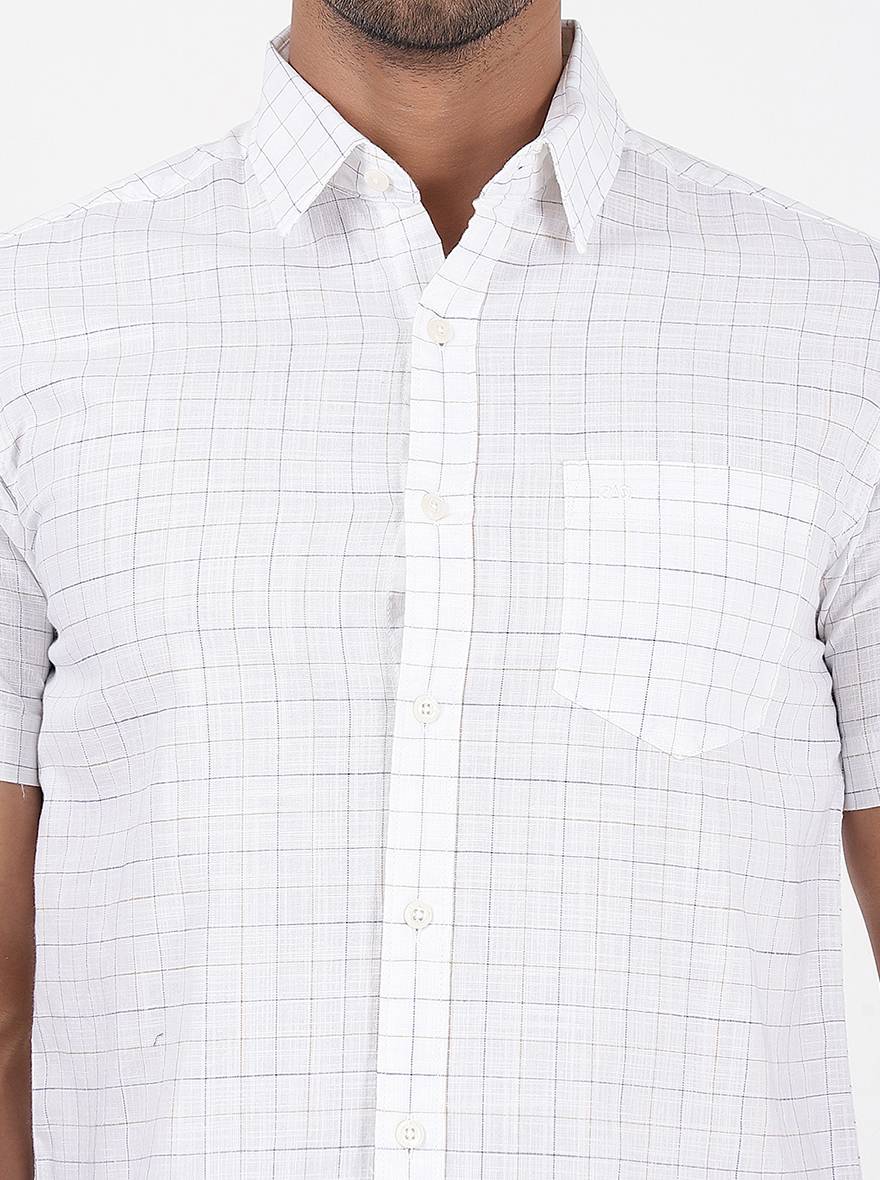 White Checked Slim Fit Casual Shirt | JadeBlue