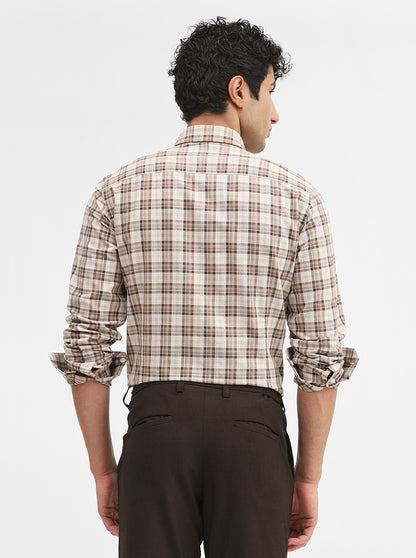 Brown & Beige Checked Smart Fit Semi Casual Shirt | JadeBlue
