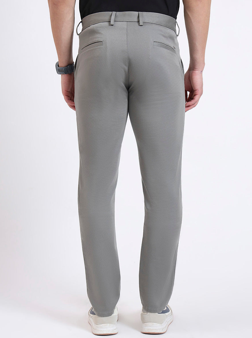 Grey Solid Uno Fit Casual Trouser | JadeBlue