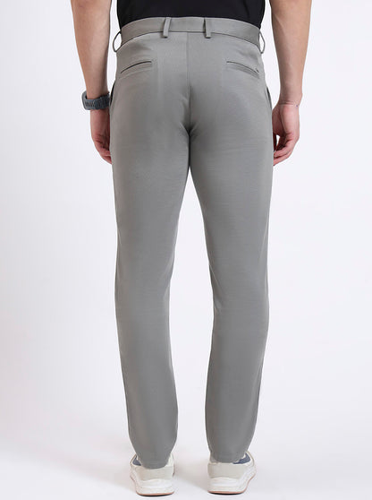 Grey Solid Uno Fit Casual Trouser | JadeBlue