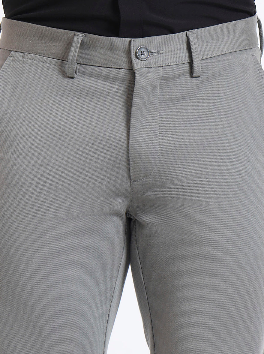 Grey Solid Uno Fit Casual Trouser | JadeBlue