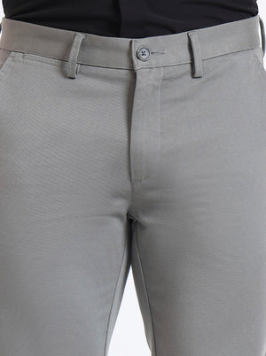 Grey Solid Uno Fit Casual Trouser | JadeBlue