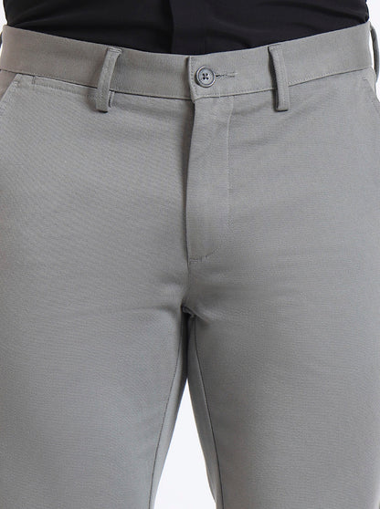Grey Solid Uno Fit Casual Trouser | JadeBlue