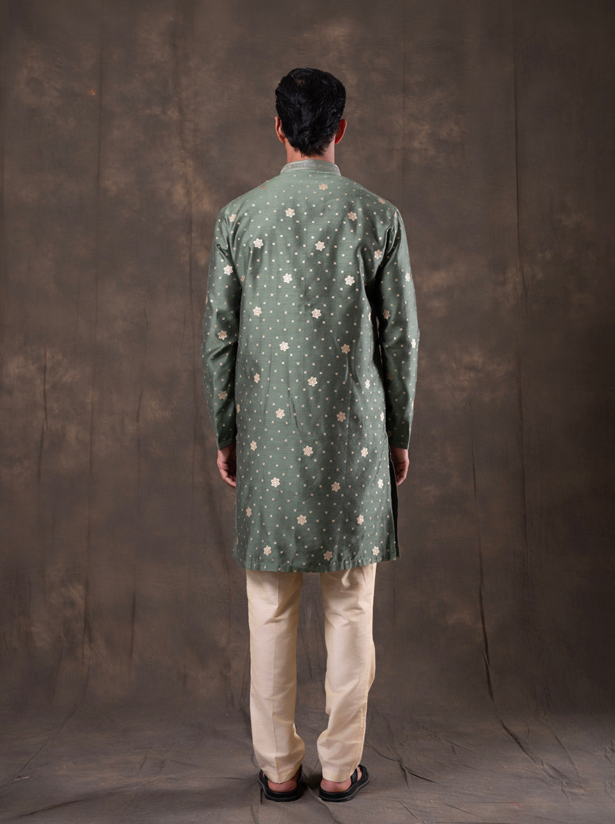 Green Self Design  Kurta Pajama | Virasana