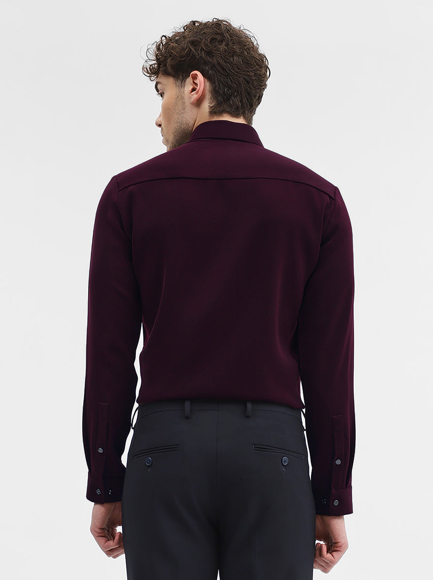 Wine Solid Slim Fit Party Wear Shirt | Wyre