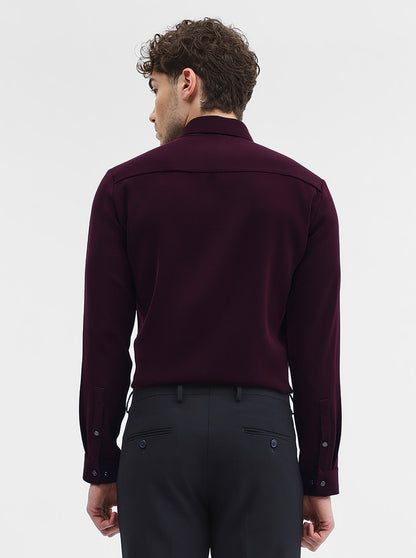 Wine Solid Slim Fit Party Wear Shirt | Wyre