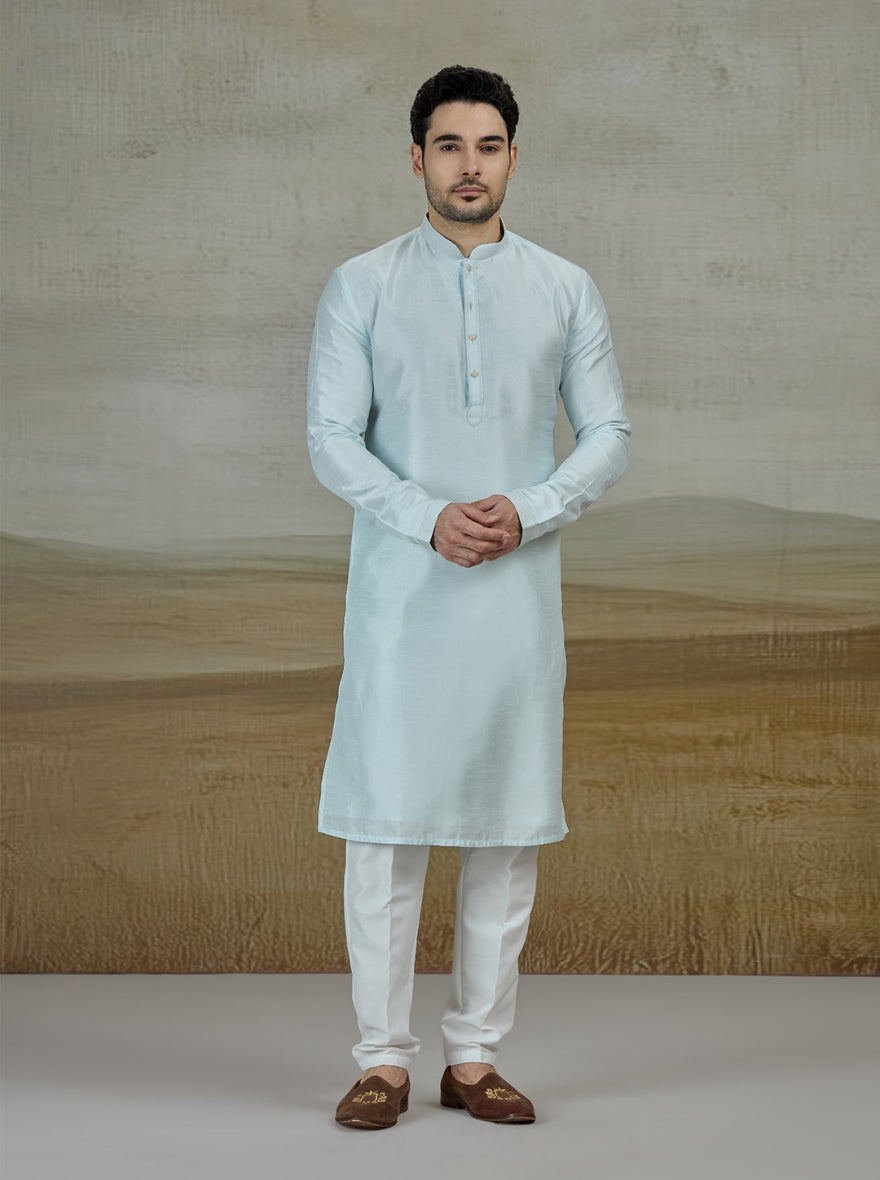 Blue Solid Kurta Pajama | TULA