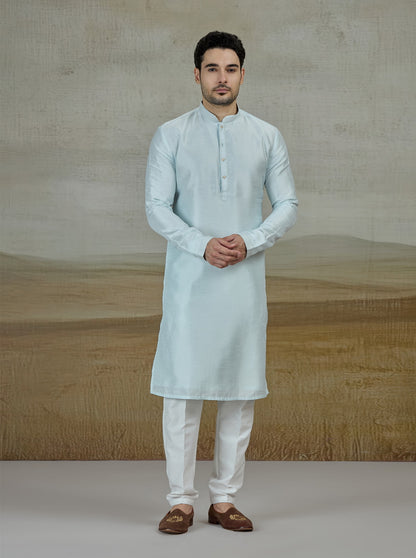 Blue Solid Kurta Pajama | TULA