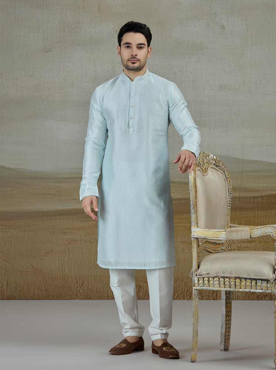 Blue Solid Kurta Pajama | TULA