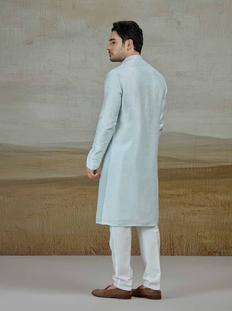 Blue Solid Kurta Pajama | TULA