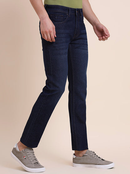Dark Indigo Blue Washed Narrow Fit Jeans | Greenfibre