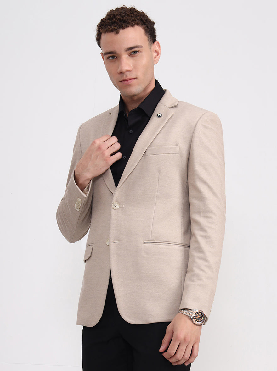 Fawn Solid Regular Fit Blazer | Wyre