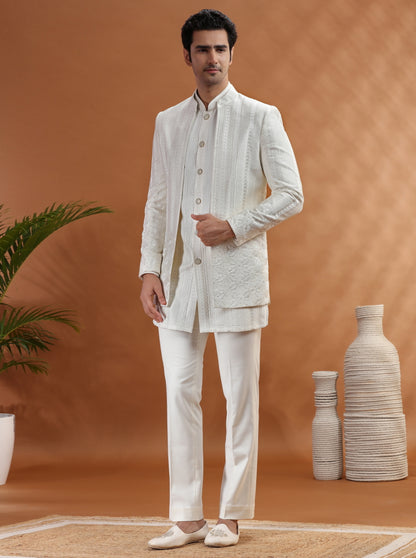 White Embroidered Jodhpuri Suit | TULA