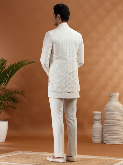 White Embroidered Jodhpuri Suit | TULA
