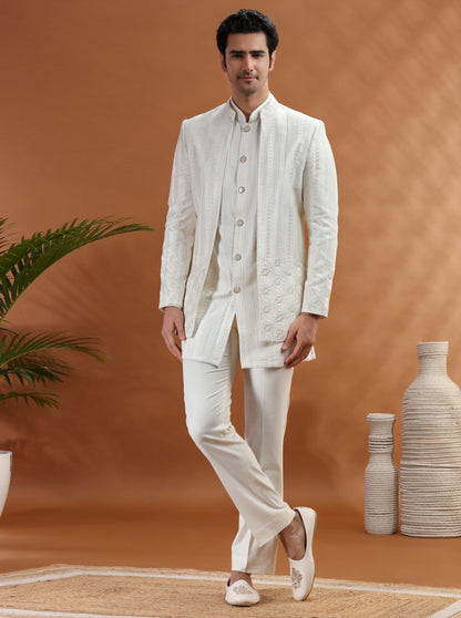 White Embroidered Jodhpuri Suit | TULA