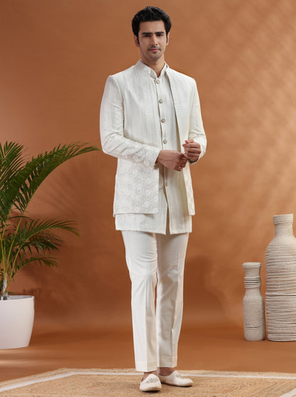 White Embroidered Jodhpuri Suit | TULA