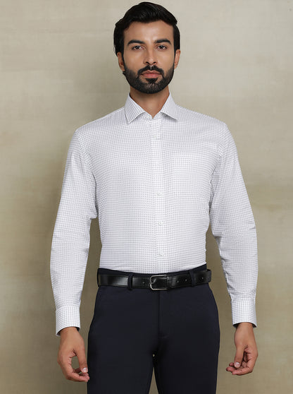 White Checked Regular Fit Formal Shirt | JadeBlue