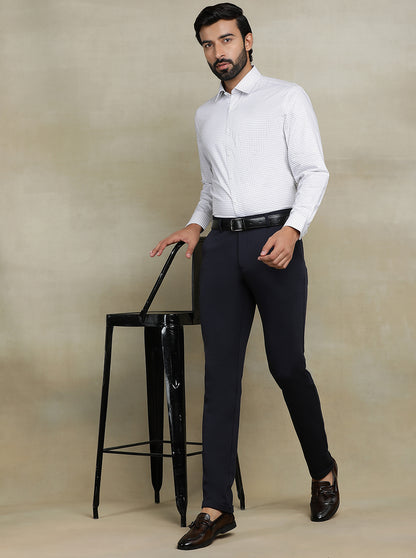 White Checked Regular Fit Formal Shirt | JadeBlue
