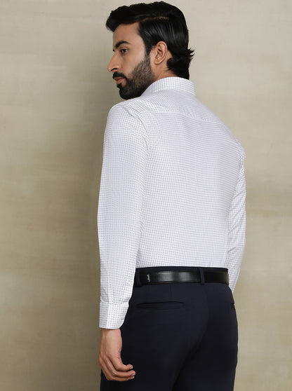 White Checked Regular Fit Formal Shirt | JadeBlue
