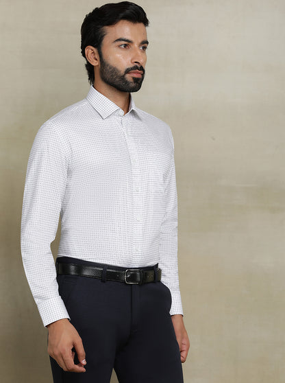 White Checked Regular Fit Formal Shirt | JadeBlue