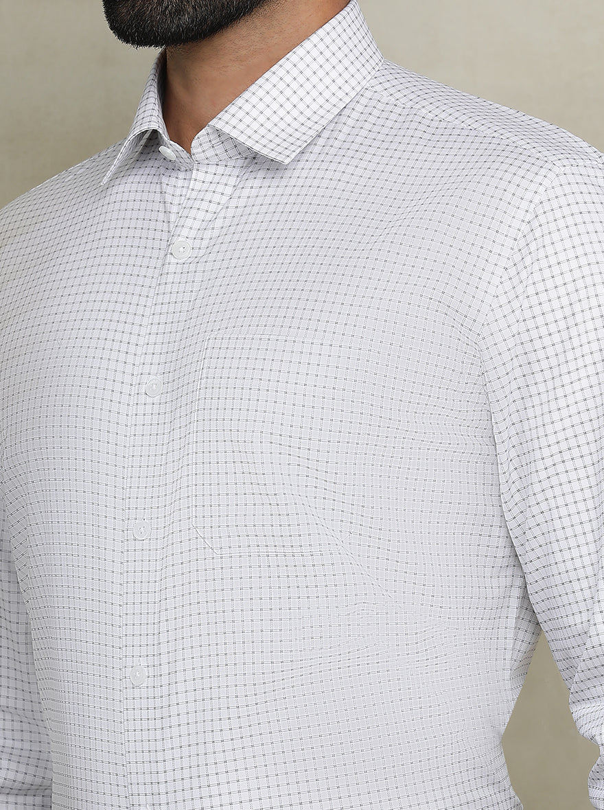 White Checked Regular Fit Formal Shirt | JadeBlue