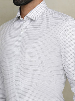 White Checked Regular Fit Formal Shirt | JadeBlue