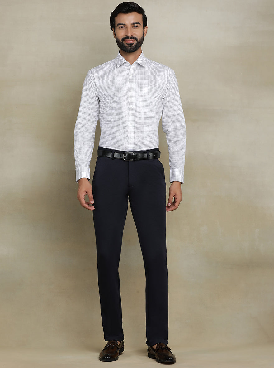 White Checked Regular Fit Formal Shirt | JadeBlue