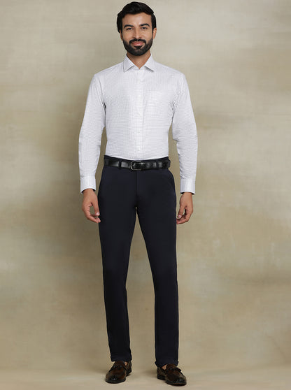 White Checked Regular Fit Formal Shirt | JadeBlue