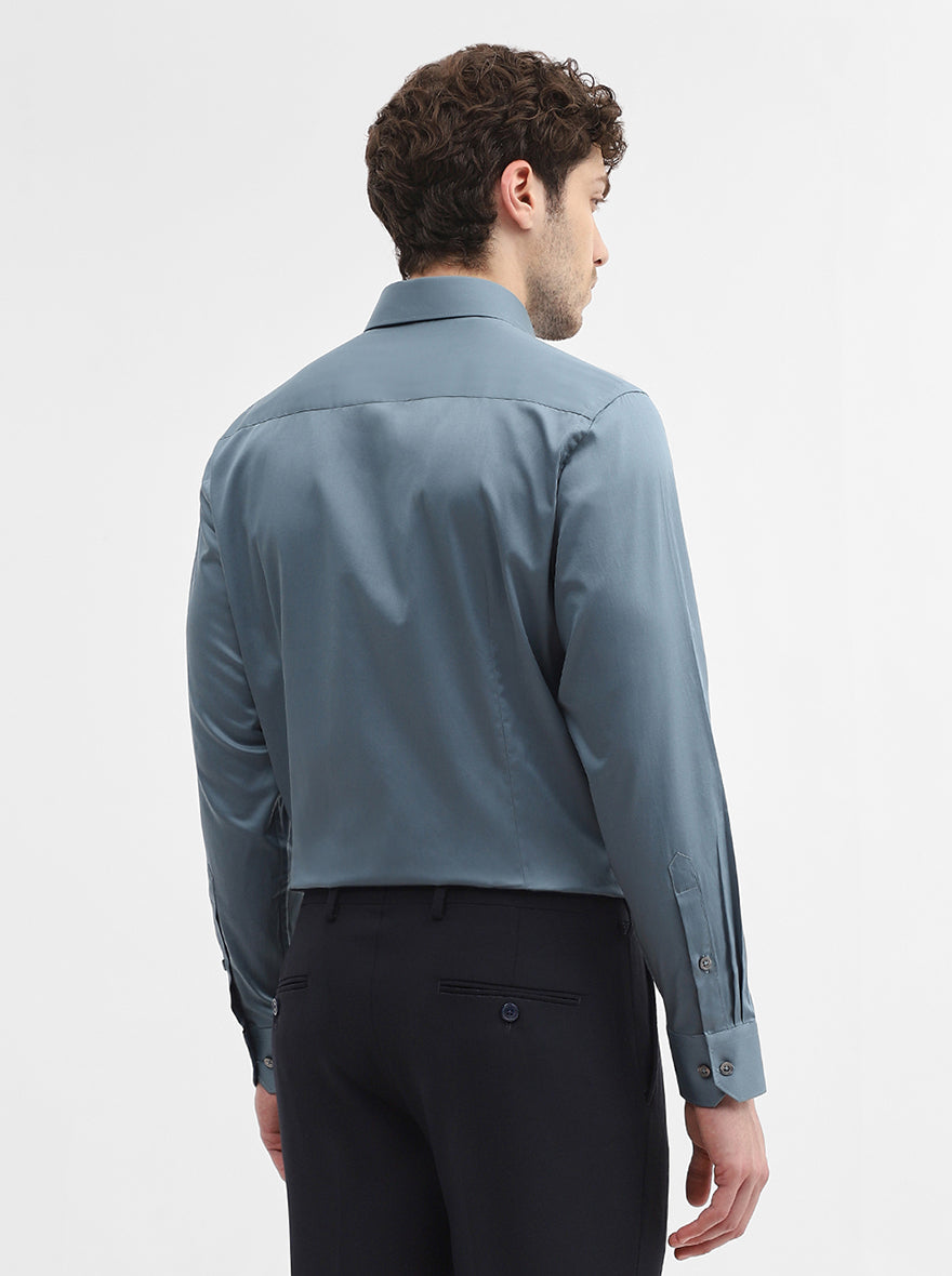 Grey Solid Slim Fit Formal Shirt | Greenfibre
