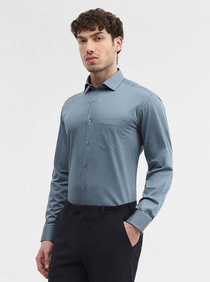 Grey Solid Slim Fit Formal Shirt | Greenfibre
