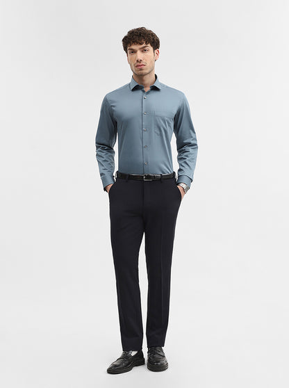 Grey Solid Slim Fit Formal Shirt | Greenfibre