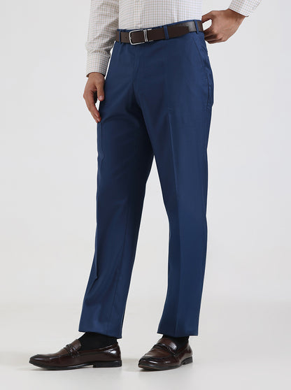 Royal Blue Solid Regular Fit Formal Trouser | JadeBlue
