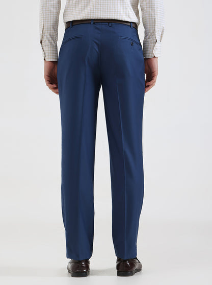 Royal Blue Solid Regular Fit Formal Trouser | JadeBlue