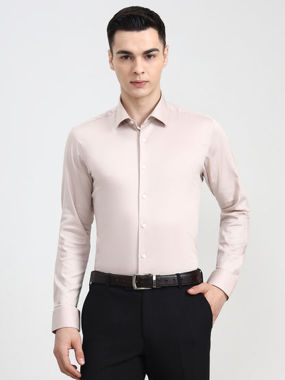 Peach Solid Slim Fit Party Wear Shirt | Wyre
