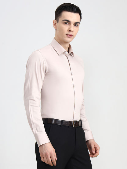 Peach Solid Slim Fit Party Wear Shirt | Wyre