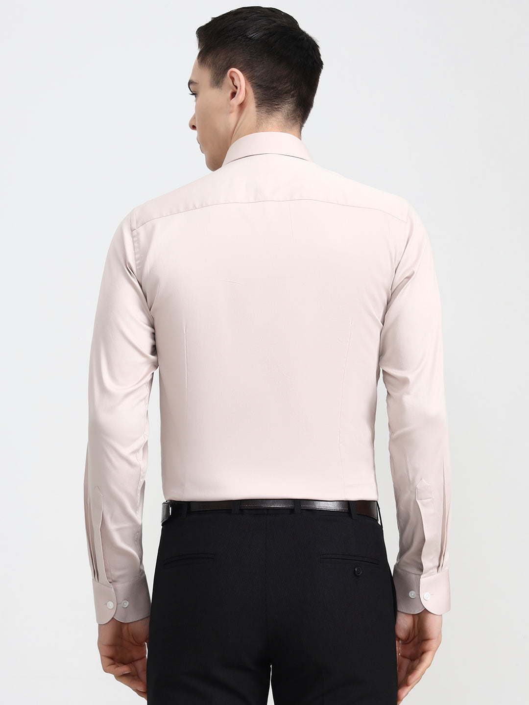 Peach Solid Slim Fit Party Wear Shirt | Wyre