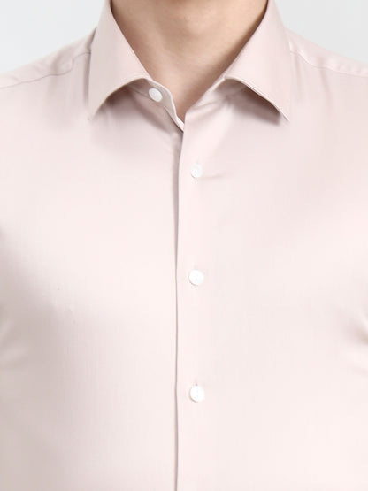 Peach Solid Slim Fit Party Wear Shirt | Wyre