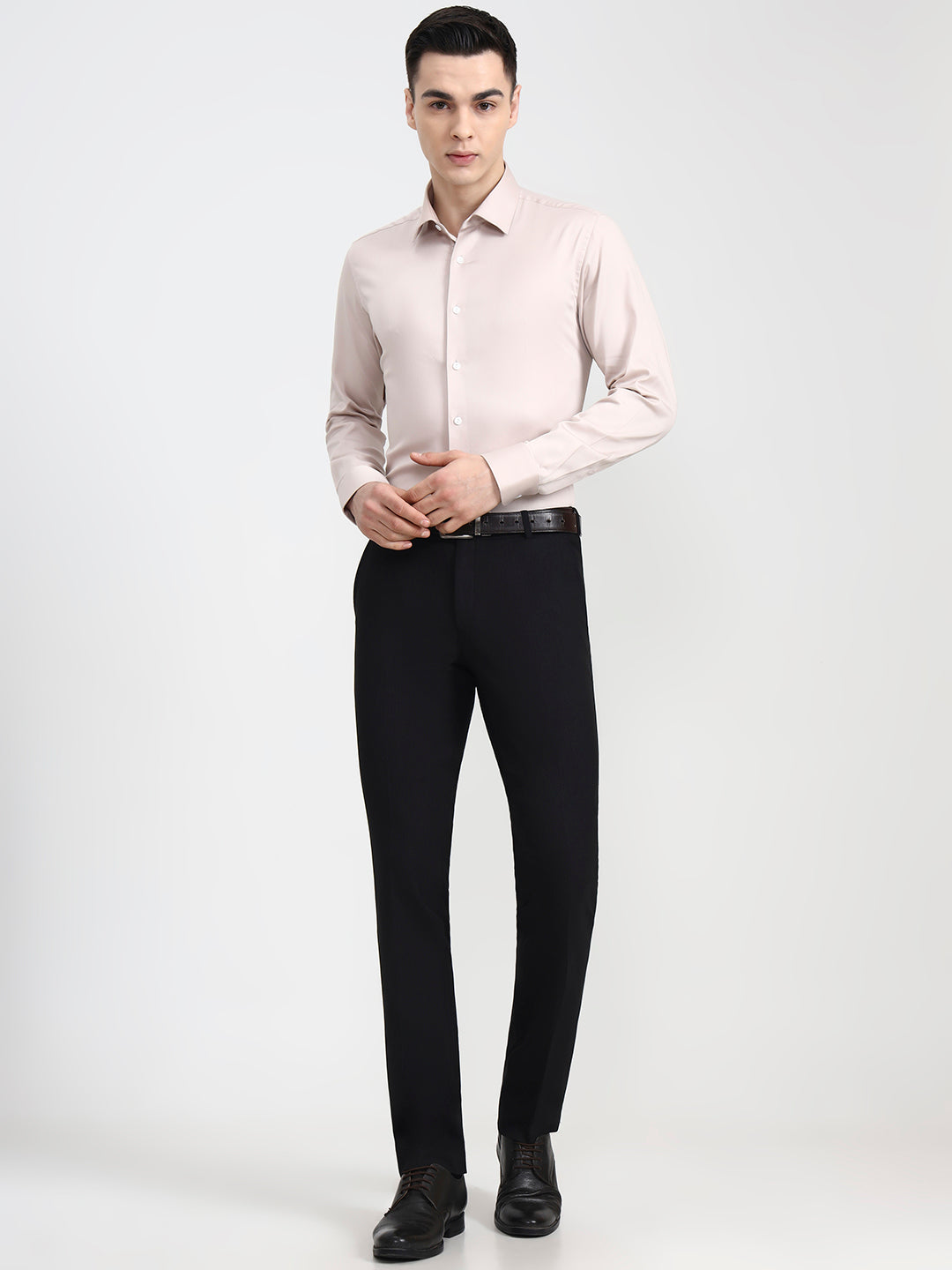 Peach Solid Slim Fit Party Wear Shirt | Wyre