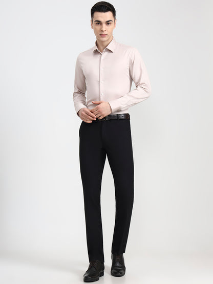 Peach Solid Slim Fit Party Wear Shirt | Wyre