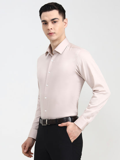 Peach Solid Slim Fit Party Wear Shirt | Wyre