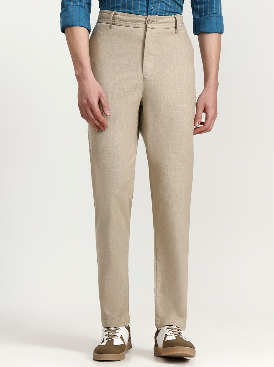 Beige Solid Regular Fit Track Pant | JadeBlue