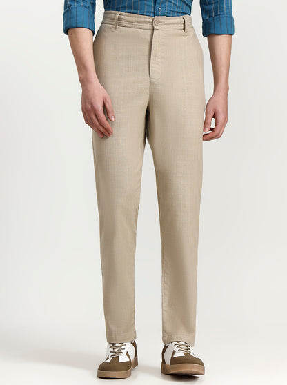 Beige Solid Regular Fit Track Pant | JadeBlue