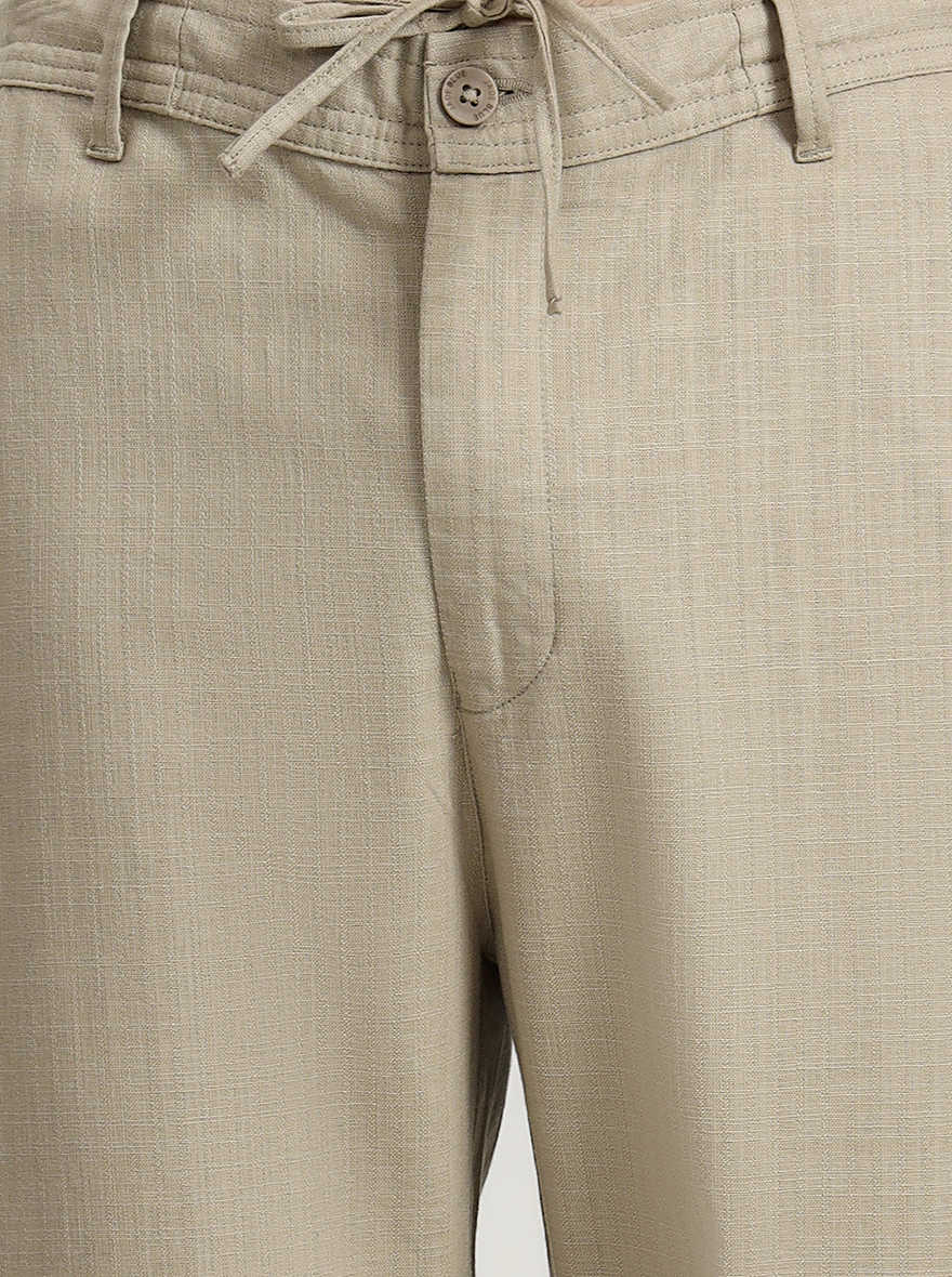Beige Solid Regular Fit Track Pant | JadeBlue